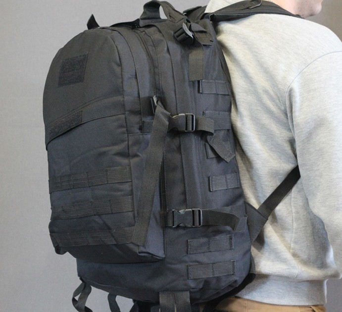 Тактический штурмовой рюкзак Tactic Raid рюкзак военный 40 литров Черный (601-black) - изображение 2