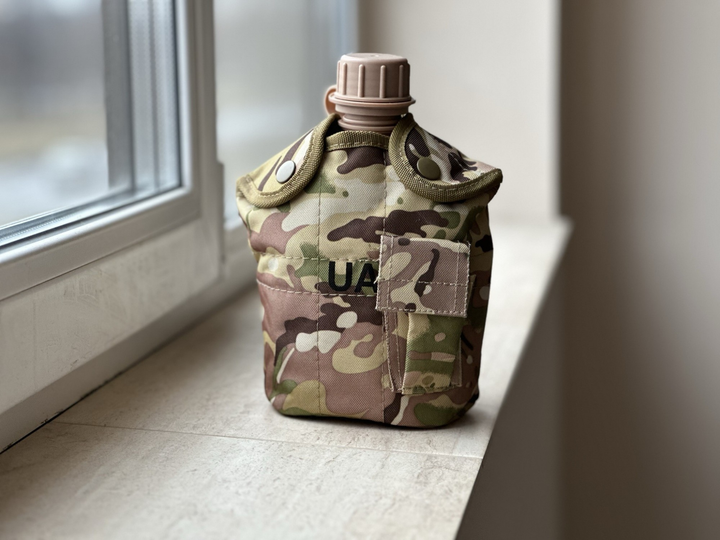 Військова фляга з котелком у чохлі Tactic набір фляга 1 літр та котелок 650 мл Мультикам (flask-multic) - зображення 2
