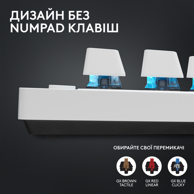 Клавіатура бездротова Logitech G PRO X TKL Lightspeed White Tactile (920-012148) - зображення 4