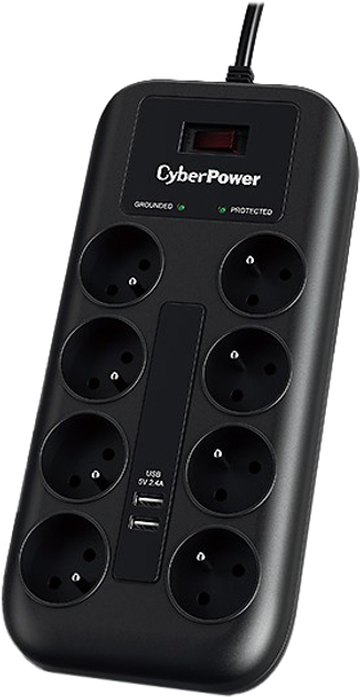 Listwa przeciwprzepięciowa CyberPower P0820SUF0-FR 1.8 m 8 gniazd Czarny - obraz 1
