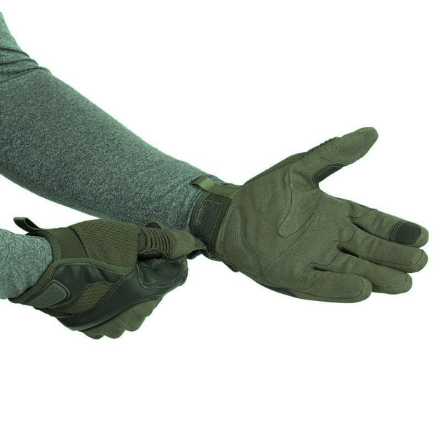 Сенсорні рукавички тактичні військові-армійські Military Rangers повнопалі із захистом кістяшок, бойові, із закритими пальцями XXL Оливковий BC-9877 - зображення 2