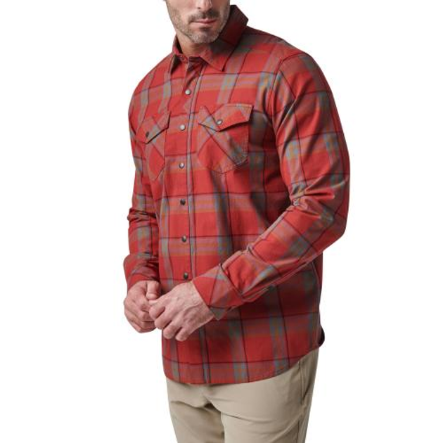 Сорочка 5.11 Tactical Gunner Plaid Long Sleeve Shirt 5.11 Tactical Red Bourbon Plaid, 2XL (Червоний бурбон) - зображення 1
