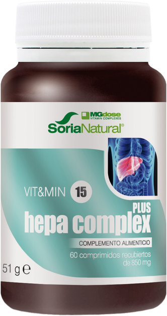 Харчова добавка Mgdose Vit y Min 15 Hepa ComplexPlus 850 мг 60 таблеток (8437009595398) - зображення 1
