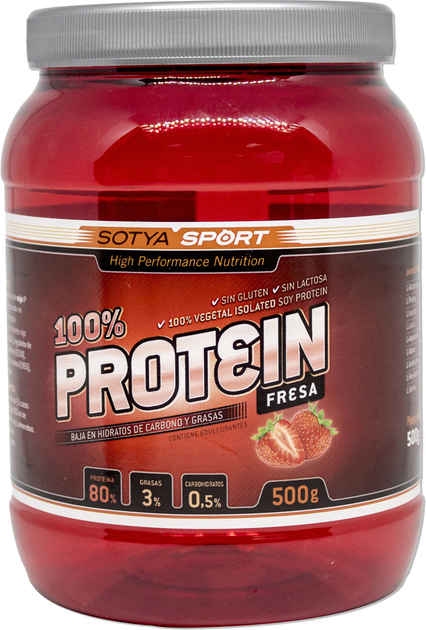 Suplement diety Sotya Soy Protein 100 Truskawka 500 g (8427483907107) - obraz 1