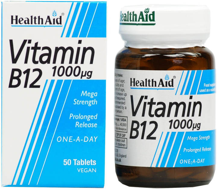 Witaminy Health Aid Witamina B12 1000 Mg 50 tabletek (5019781010608) - obraz 1