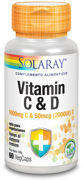 Вітаміни Solaray Vitamina C y D 60 Vcaps (76280172874) - зображення 1