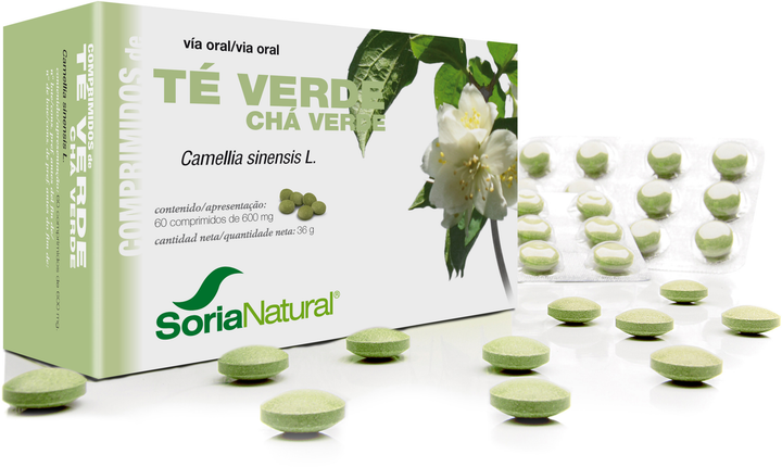 Suplement diety Soria Zielona Herbata 60 tabletek 600 Mg (8422947090425) - obraz 1