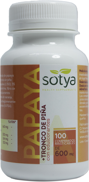 Suplement diety Sotya Papaja Ananas Trunk 600 mg 100 tabletek (8427483007104) - obraz 1