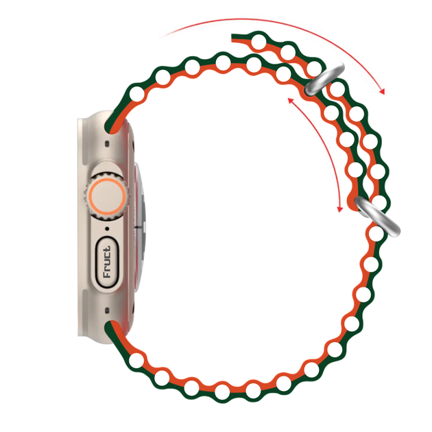 Силиконовый ремешок Fruct Ocean для Apple Watch 42/44/45/46/49 mm Green Orange - изображение 3