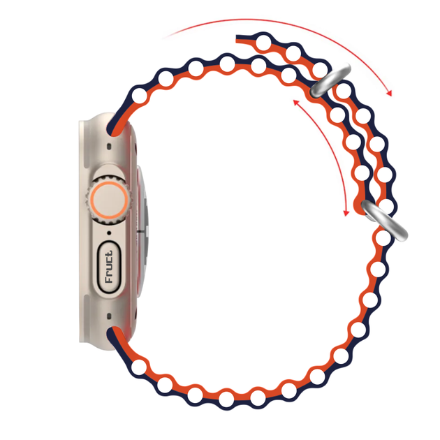 Силиконовый ремешок Fruct Ocean для Apple Watch 42/44/45/46/49 mm Navy Orange - изображение 3