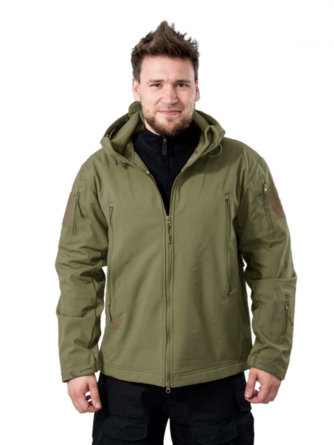 Тактична демісезонна куртка Eagle Soft Shell JA-23 на флісі Green Olive 4XL - зображення 1