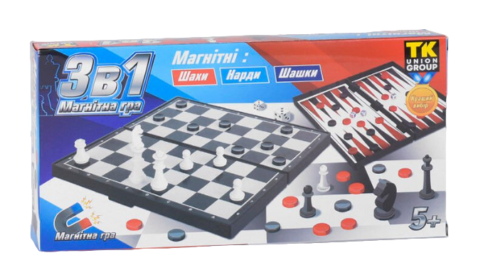 Игровой набор Шахматы для детей шашки шахматы нарды 3 в 1 TK Group