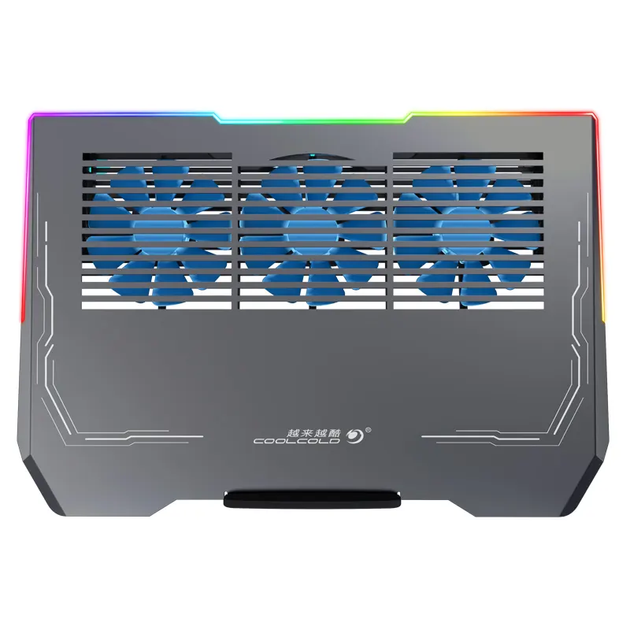 Металева охолоджуюча підставка для ноутбука VHG K42 з RGB-підсвічуванням Laptop Cooling Pad, Dark Grey - изображение 3