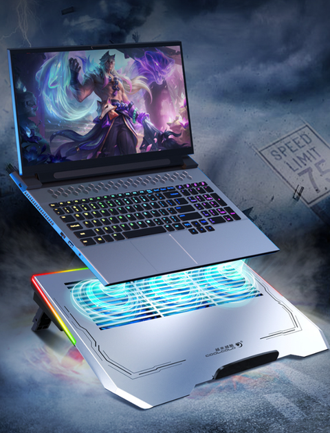Підставка для ноутбука з охолодженням VHG K42 з RGB-підсвічуванням Laptop Cooling Pad, Silver - изображение 7