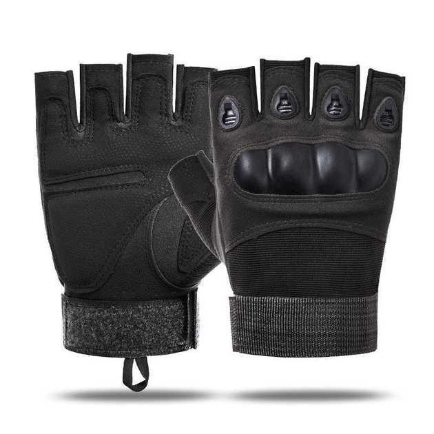 Тактичні рукавички з відкритими пальцями із захистом кісточок XL Чорні - зображення 2