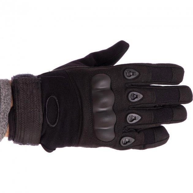Тактические полнопалые военные перчатки с защитой костяшек закрытые L Чорные - изображение 2