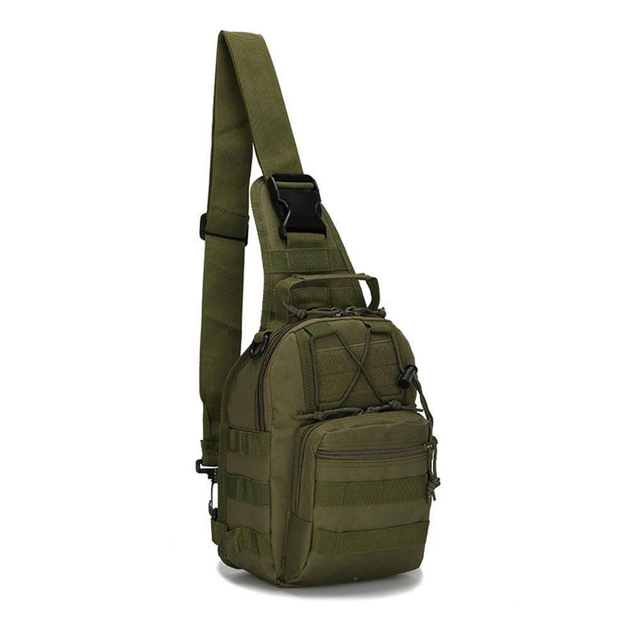 Сумка-рюкзак тактическая армейская через плечо 6л 28х20х14 см Зеленая - изображение 1