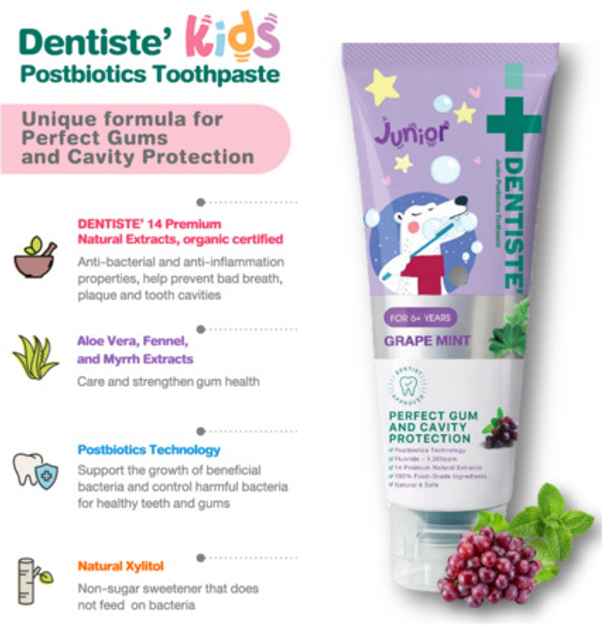 Зубная паста для подростков Dentiste Биотико-оздоровительная 14 трав со Вкусом винограда туба 60 г (9300807065464) - изображение 3