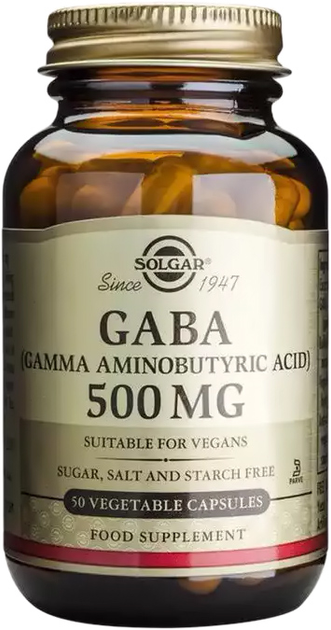 Suplement diety Solgar Gaba 500mg 50 kapsułek (33984003897) - obraz 1