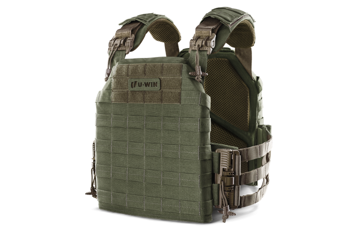 Плитоноска / тактичний жилет Plate Carrier U-WIN PRO зі швидким скиданням 250х300 зі скелетними камербандами Cordura 500 Реінджер Грін / Темна Олива - изображение 1