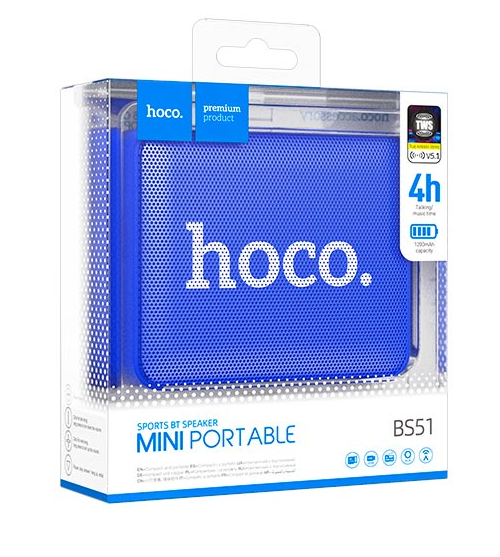 Колонка Hoco BS51 Gold Brick BT Speaker 5.1, поддержка TF/USB/FM, 4 часа работы, синяя - изображение 3