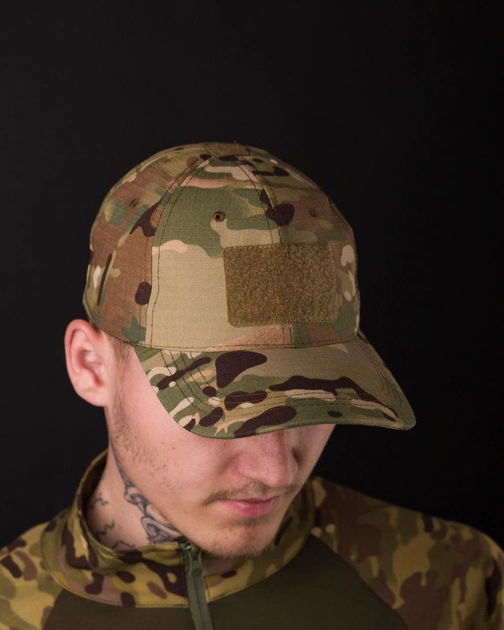 Чоловіча тактична кепка з липучкою для шеврона камуфляж - зображення 2