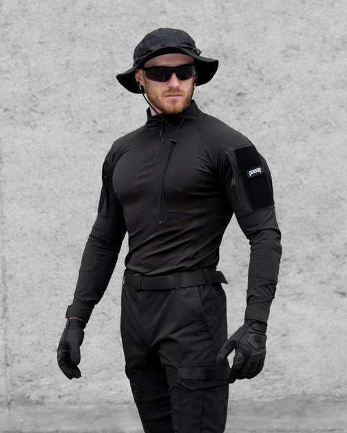 Мужская тактическая рубашка Убакс черный под шевроны армейская M - изображение 1
