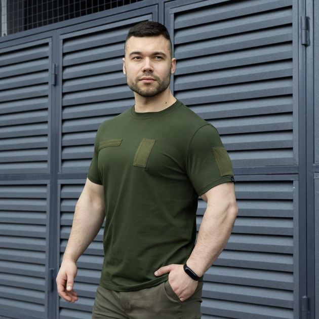 Мужская тактическая футболка хаки под шевроны армейская L - изображение 1