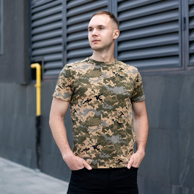 Чоловіча піксельна футболка армійська бавовняна хакі XL - зображення 1