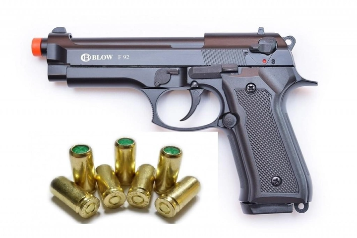 Стартовый сигнальный пистолет Blow F92 (Beretta 92) +20 шт холостых патронов (9 мм) - изображение 1