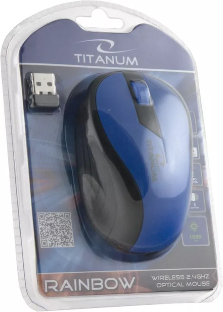 Mysz bezprzewodowa Esperanza Titanum TM114B Czarny/Niebieski (5901299904763) - obraz 4