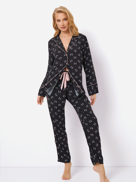 Піжама (сорочка + штани) Aruelle Dayla pajama long 2XL Чорна (5905616141473) - зображення 3