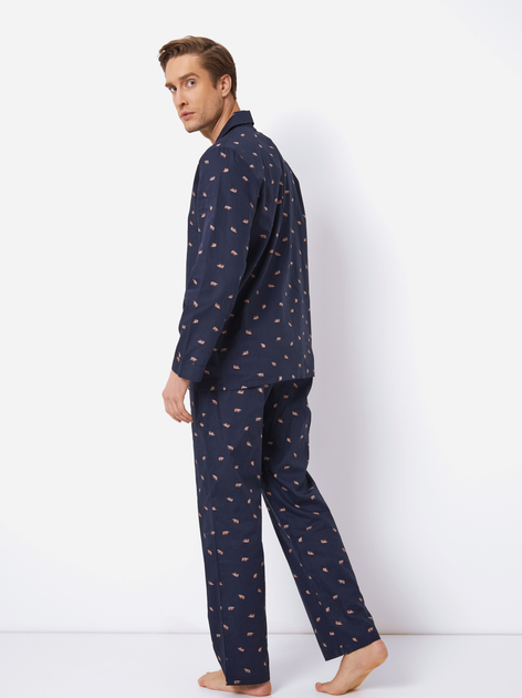 Піжама (сорочка + штани) чоловіча бавовняна Aruelle Benjamin pajama long XL Темно-синя (5905616145143) - зображення 2