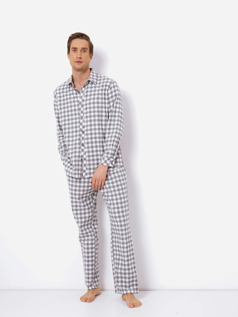 Піжама (сорочка + штани) чоловіча бавовняна Aruelle Samuel pajama long XL Сіра (5905616145341) - зображення 1