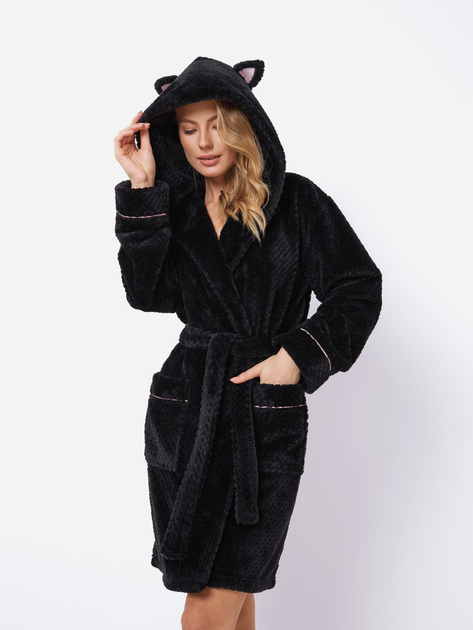 Szlafrok Aruelle Dionella bathrobe M Czarny (5905616140698) - obraz 4