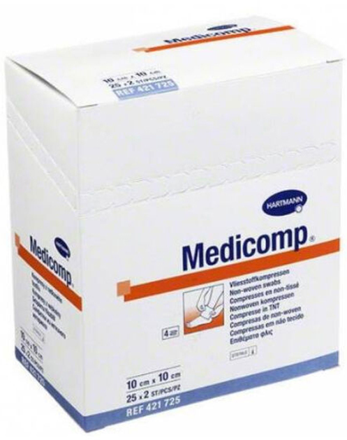 Sterylne opatrunki Hartmann Medicomp Soft 10 x 10 cm 2 x 25 sztuk (4052199208596) - obraz 1