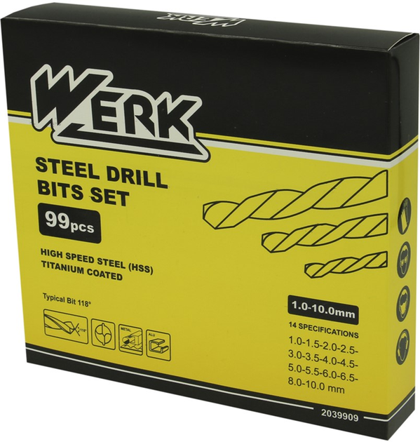 Набір свердел по металу Werk HSS 1-10 мм 99 шт 2039909 (BP122735) - зображення 2