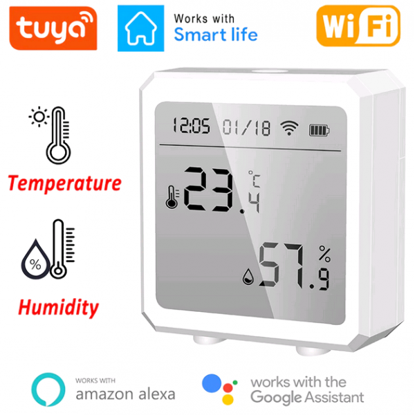 Умный Wifi термометр гигрометр комнатный Tuya Smart life с датчиком температуры и влажности белый - 901864 - изображение 3