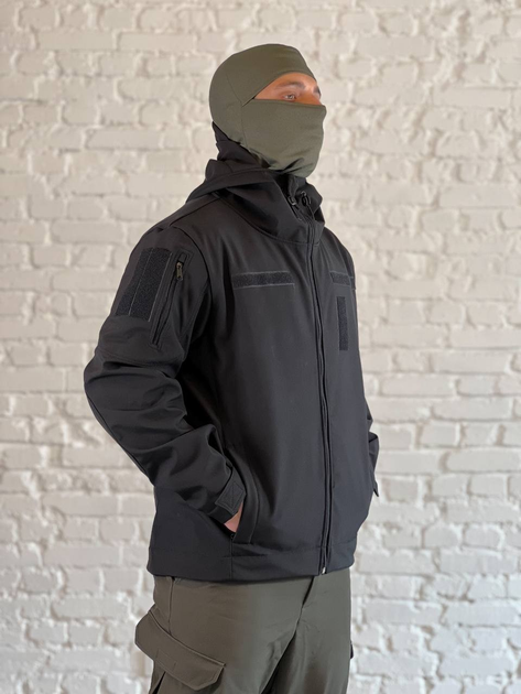 Куртка военная флисовая SoftShell осень/зима Черная L - изображение 2