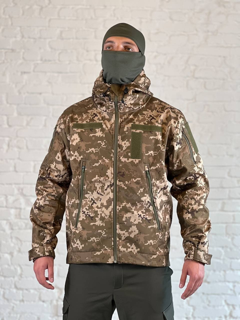 Куртка армійська на флісі SoftShell осінь/зима Піксель XL - зображення 1