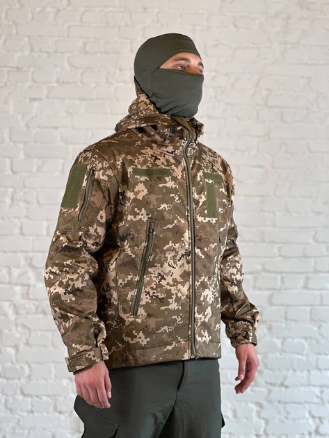 Куртка армійська на флісі SoftShell осінь/зима Піксель XL - зображення 2
