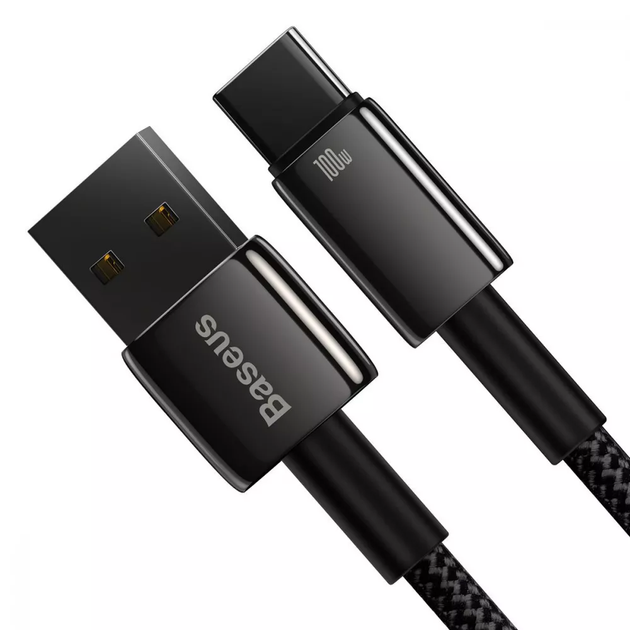 Кабель быстрой зарядки «USB to Type-C» Baseus Tungsten Gold 100W High Power 2m, чёрный - Фото 6 Кабель быстрой зарядки «USB to Type-C» Baseus Tungsten Gold 100W High Power 2m, чёрный - изображение 6