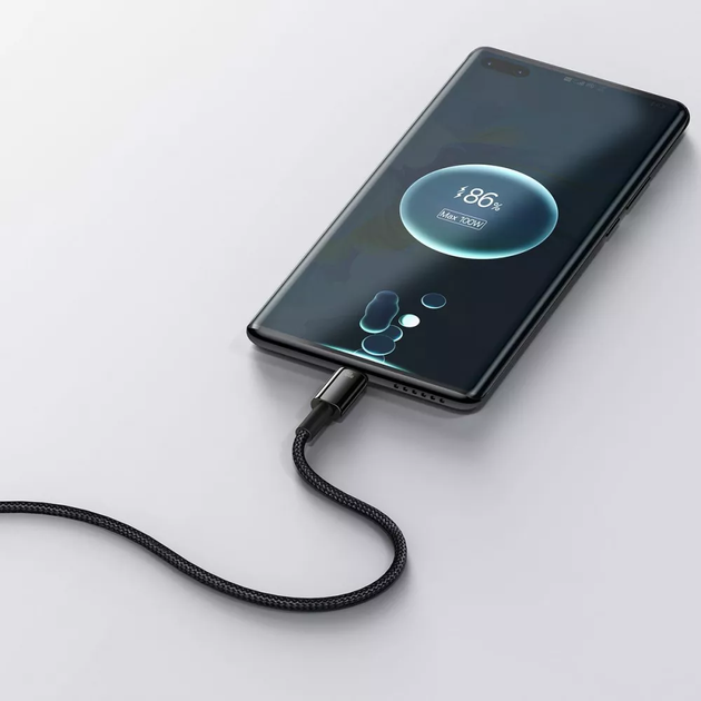 Кабель быстрой зарядки «USB to Type-C» Baseus Tungsten Gold 100W High Power 2m, чёрный - Фото 8 Кабель быстрой зарядки «USB to Type-C» Baseus Tungsten Gold 100W High Power 2m, чёрный - изображение 8