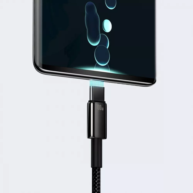 Кабель быстрой зарядки «USB to Type-C» Baseus Tungsten Gold 100W High Power 2m, чёрный - Фото 9 Кабель быстрой зарядки «USB to Type-C» Baseus Tungsten Gold 100W High Power 2m, чёрный - изображение 9