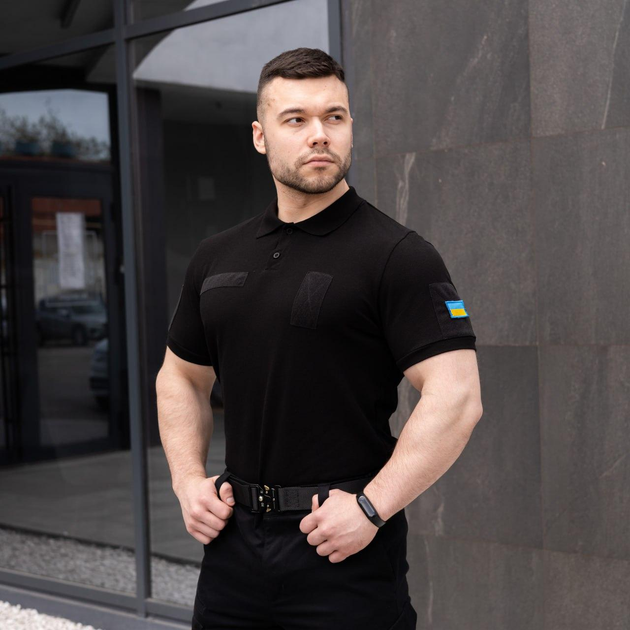 Мужская тактическая футболка поло черная армейская L (68818889) - изображение 2