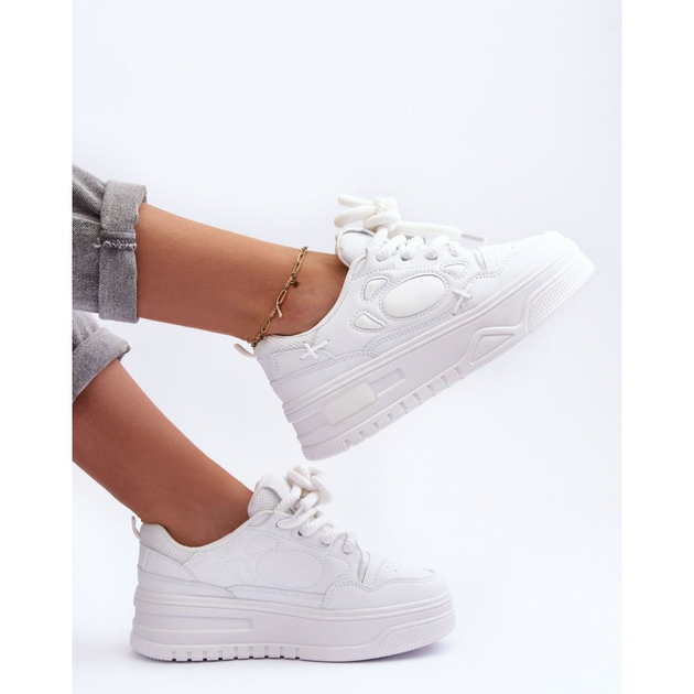 Sneakersy damskie na wysokiej platformie Finos 41 Białe (5905677884005) - obraz 3