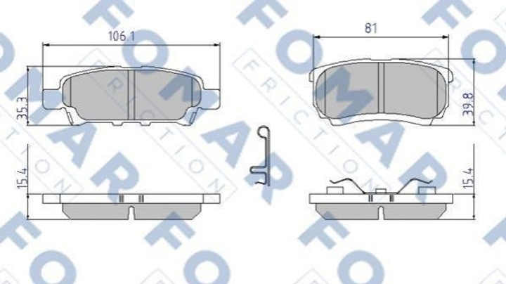 Тормозные колодки FOMAR FO921781 Jeep Compass (MK49), Patriot; Mitsubishi Lancer, Outlander; Dodge Caliber; Chrysler SEBRING 05191271AA, 05191271AB, 05191271AC - изображение 1
