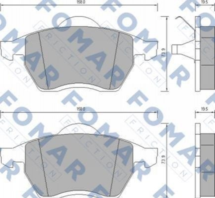 Тормозные колодки FOMAR FO 647981 Volkswagen Sharan; Ford Galaxy 1001095, 1027703, 1031843 - изображение 1