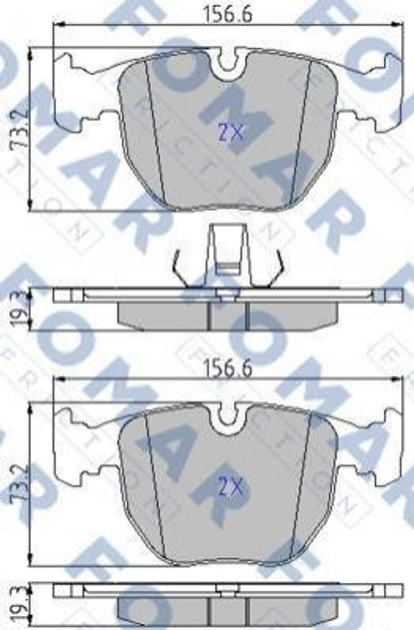 Тормозные колодки FOMAR FO900081 BMW 5 Series, X3, X5, 7 Series 34111163307, 34111165227, 34112229031 - изображение 1