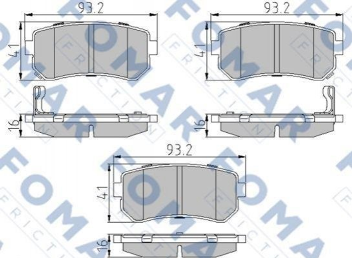 Тормозные колодки FOMAR FO924081 KIA Cerato, Rio, Ceed, Sportage, Pro Ceed, Picanto; Hyundai I30, IX35, Accent, Sonata, I20, IX20 583021GA00, 583020ZA00, 583021HA00 - изображение 1